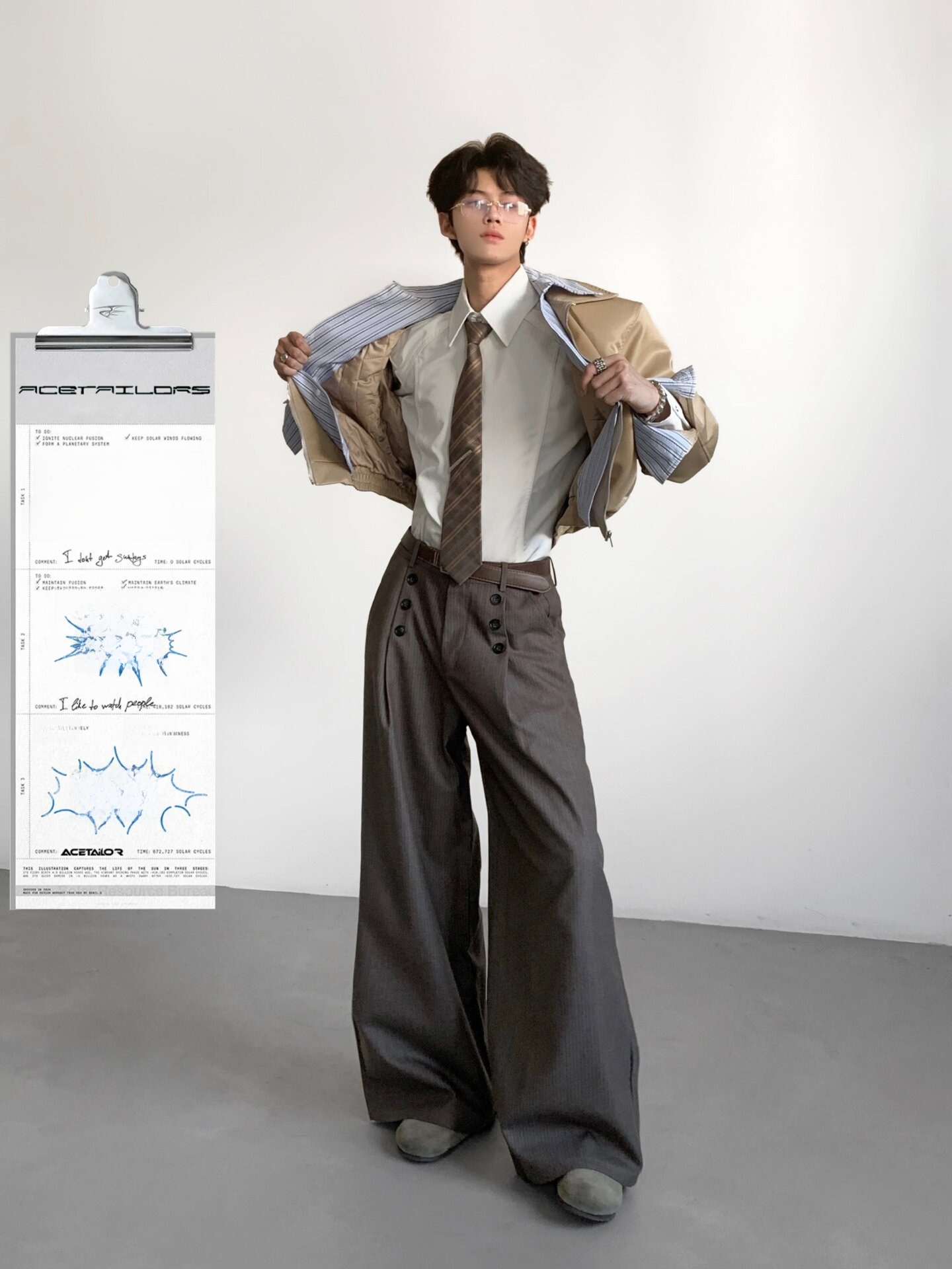 Tailored Trouser Wide - 에이스 테일러스 남성 캐주얼 스트라이프 수트