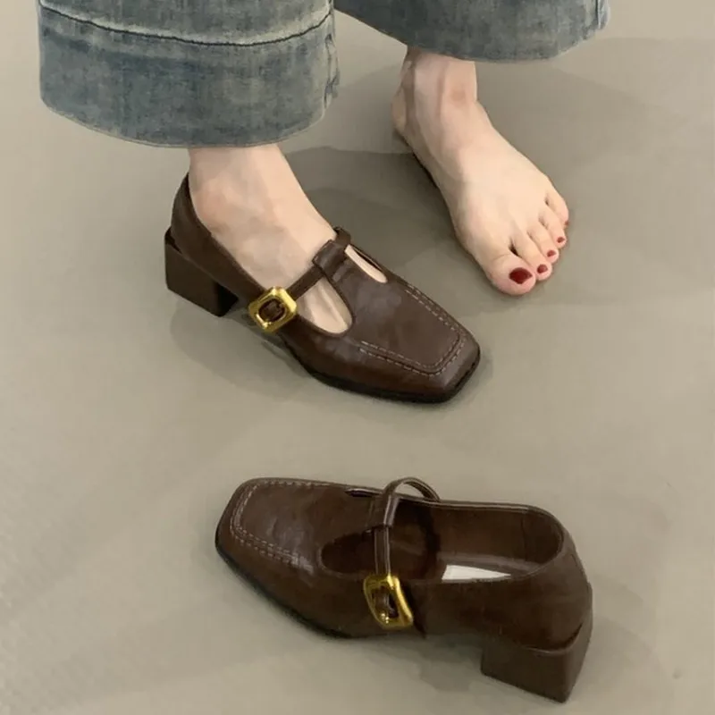 여성용 사각 앞코, T자 스트랩, 메리 제인 스타일,  - Womens Heels 리뷰 및 가격