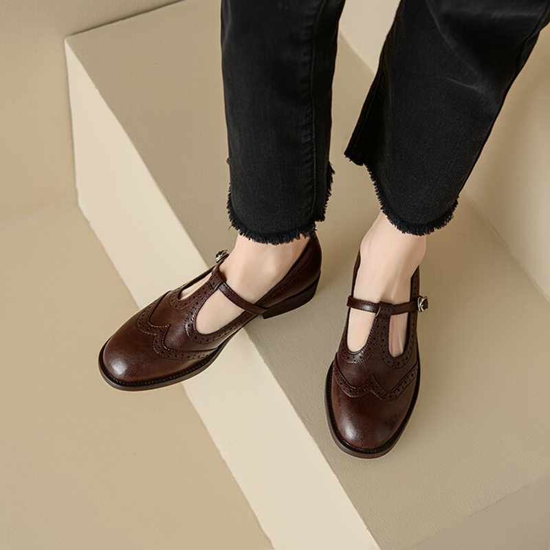 여성용 스플릿 가죽 신발, 라운드 토 메리 제인, 로우 - Womens Heels 리뷰 및 가격