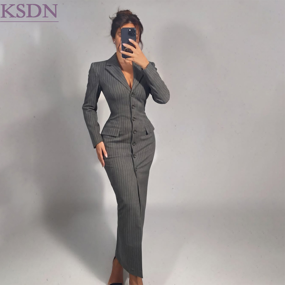 회색 줄무늬 여성용 블레이저 스커트, 몸에 잘 맞는 디 - Formal Skirt 리뷰 및 가격