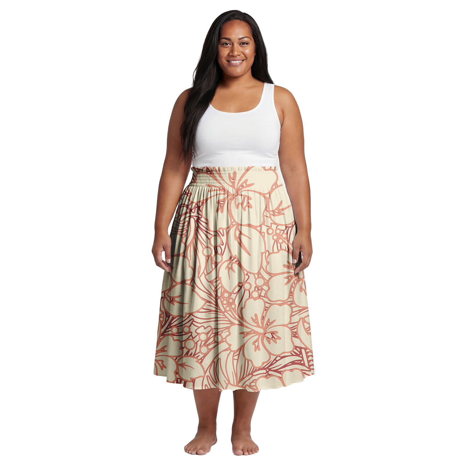 훌륭한 플로럴 프린트 맞춤 패턴 의류 폴리네시안 스트레 - Midi Dress 리뷰 및 가격