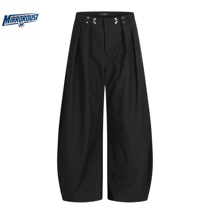 남성용 핀스트라이프 와이드 레그 드레스 팬츠 루즈핏 빈 - Tailored Trouser Wide 리뷰 및 가격