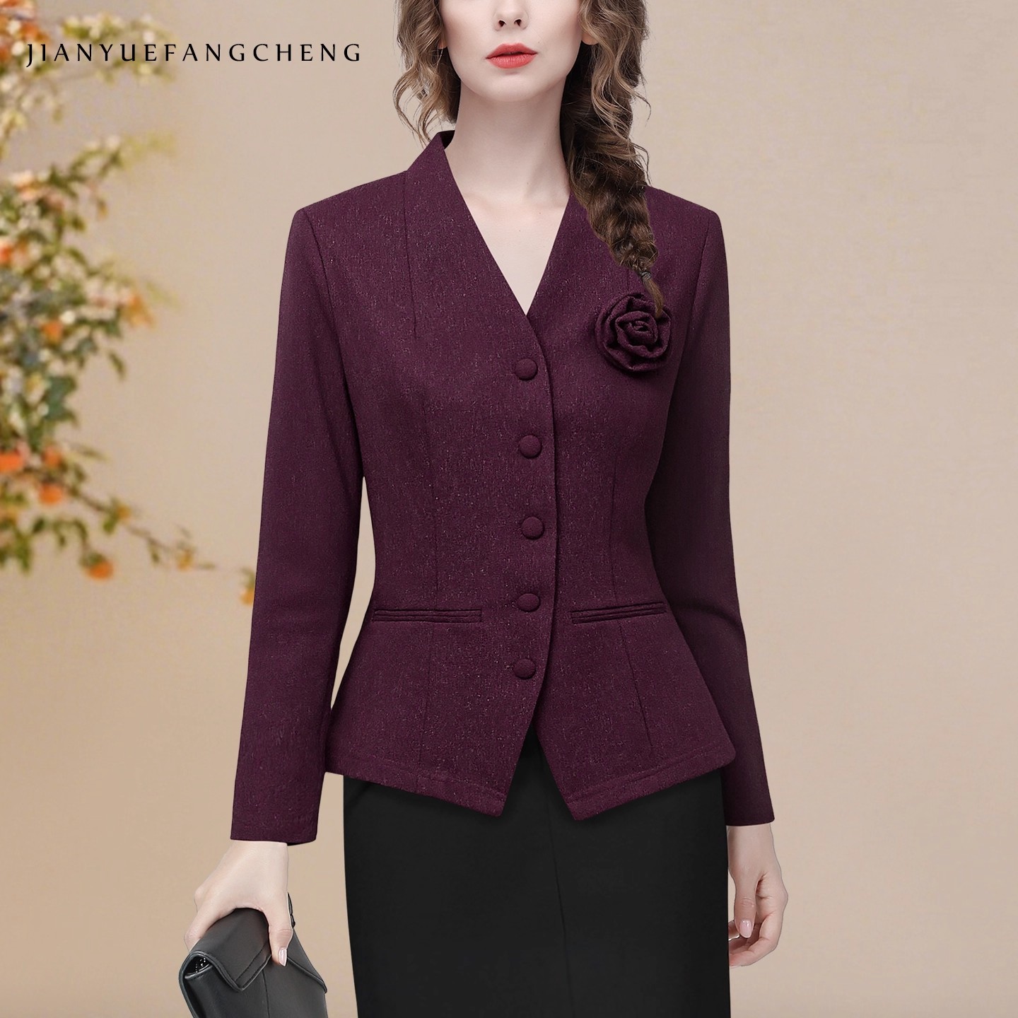 빈티지 여성용 퍼플 브이넥 니트 블레이저 숏 코트 캐주 - Womens Blazer 리뷰 및 가격