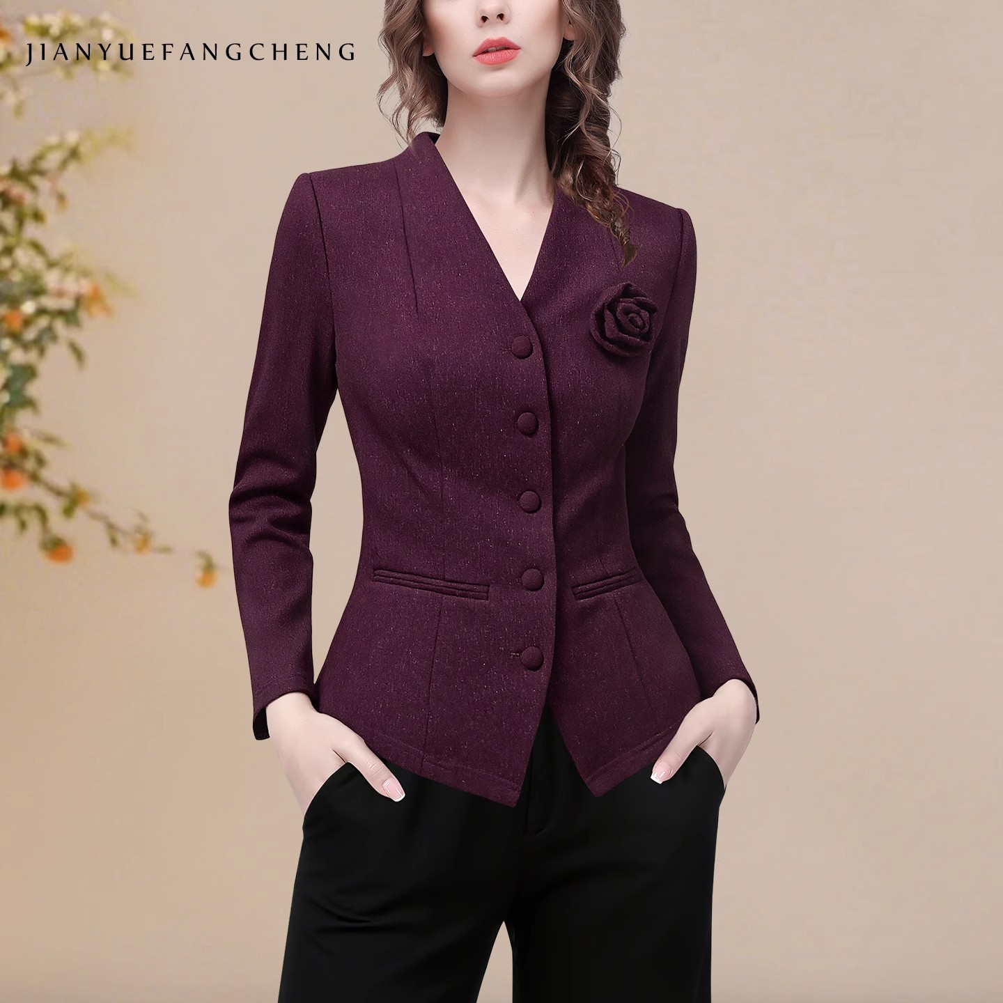 빈티지 여성용 퍼플 브이넥 니트 블레이저 숏 코트 캐주 - Womens Blazer 리뷰 및 가격