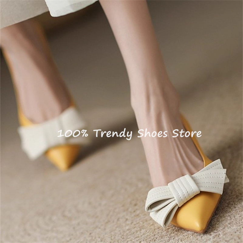 나비 매듭 장식 여성 슬립온 펌프스 프렌치 스타일 우아 - Womens Heels 리뷰 및 가격
